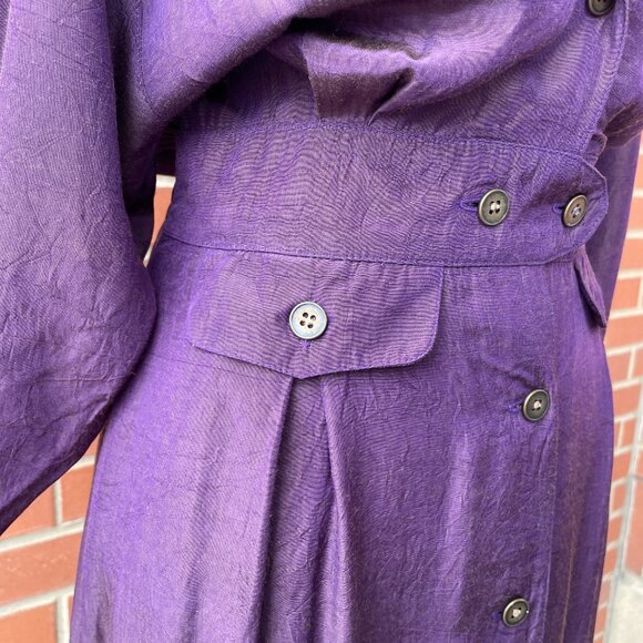 Vintage Shirtdress 80s John Ranta Iridescent Purple Shirt Dress| Size Large - Picture 6 of 16